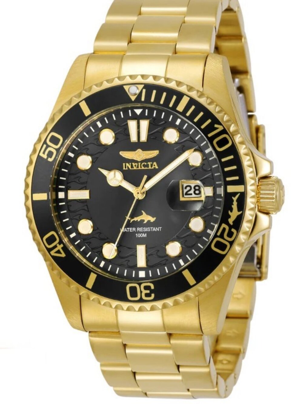 $249 Invicta Pro Diver Currentwave Mens Quartz 43mm Steel Gold Watch (30026) NIB